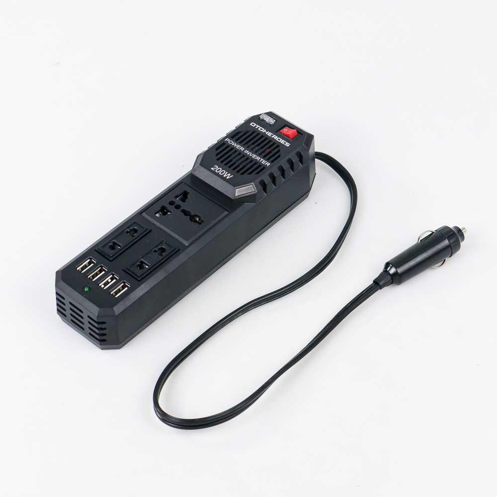 OTOHEROES Car Power Inverter DC 12V to AC 220V 200W with 4 USB Port - E8981