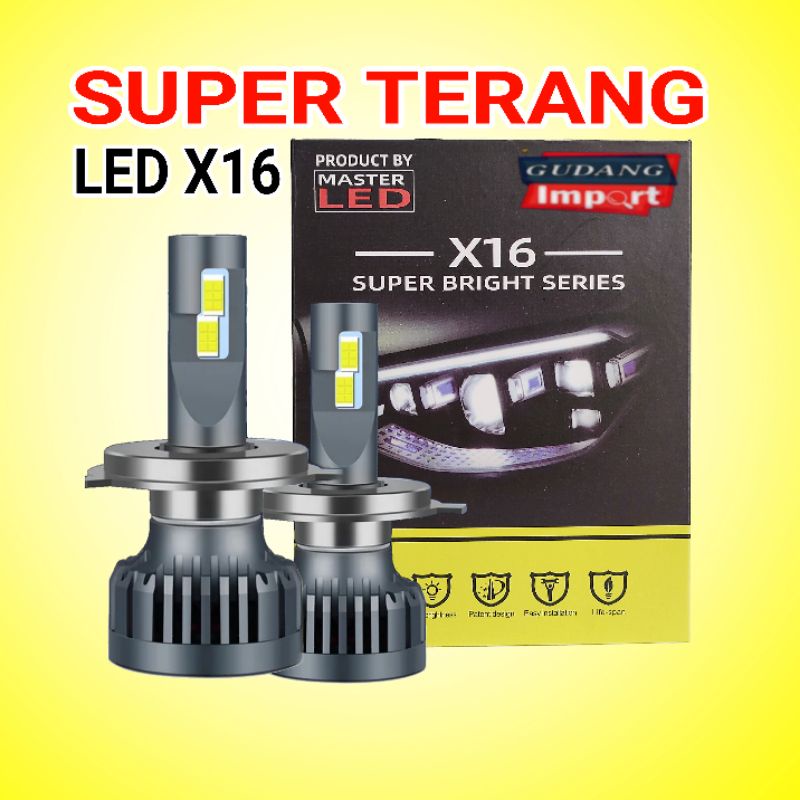 LAMPU LED MOBIL X16 SUPER TERANG H4 H11 H16 H1 H7 H8 H9 65 WATT