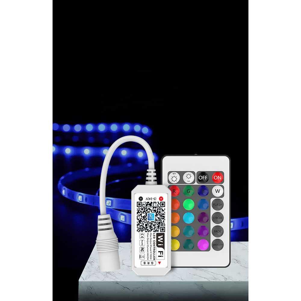 Mini Wifi Controller + 24Key IR Remote Lampu LED RGB