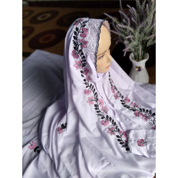 [New Arrival] Mukenah Lebaran Mukena Lajuran Terusan Bordir Pesantren Free Ongkir O40 / Mukena Dewas