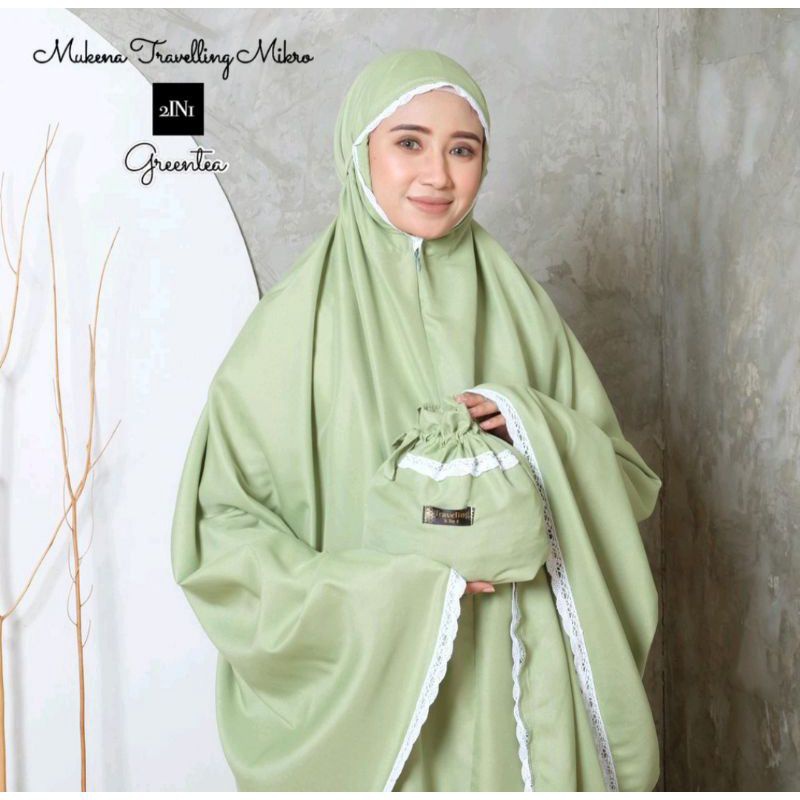 [Ready] Mukena Premium Mukena Travelling 2In1 Dewasa Katun Premium • Mukena Resleting Tas Serut √ Y4