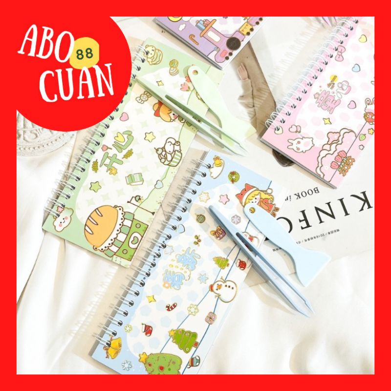 

[COD] Buku Jurnal Stiker Spiral Senmu ZC-AM35 Sticker Spatula Pinset Unik Murah