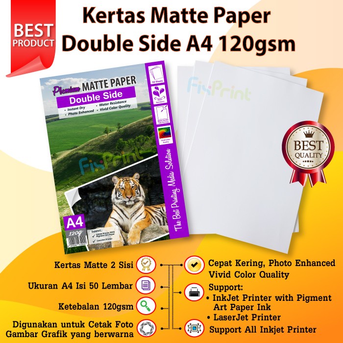 

Kertas Matte A4 120Gsm 1 Pack/50Pcs Sae
