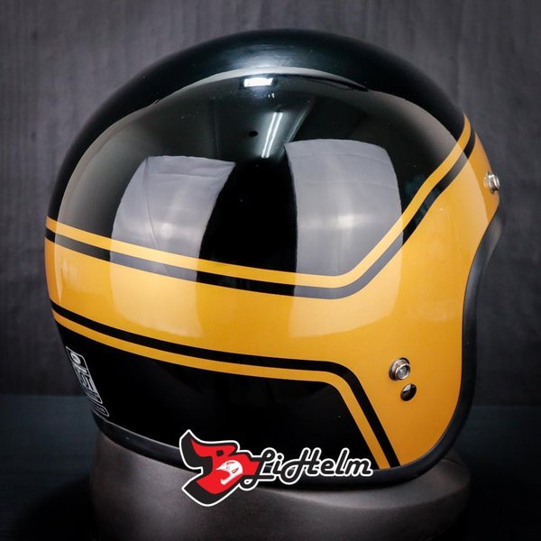 Helm Bell Custom 500 Streak Gloss Black Gold - Retro Helmet - Classic Helmet Deluxe - Original