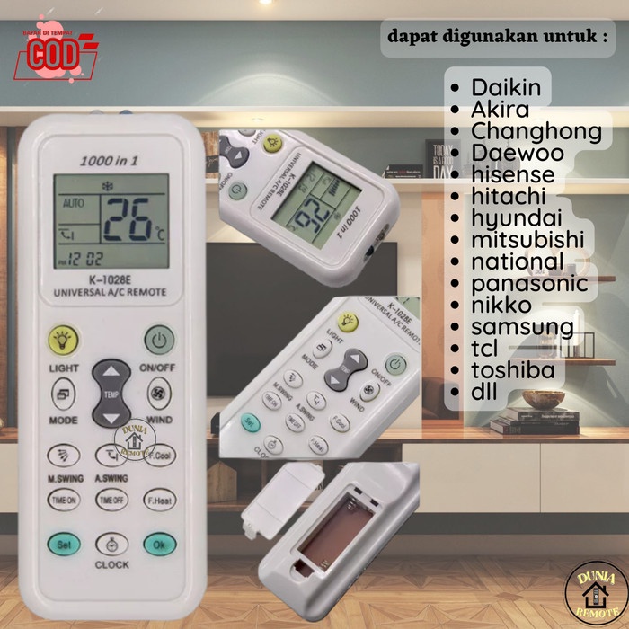 Remote AC Multi Universal Daikin/ SAMSUNG/TCL/National/Toshiba/Sanyo/AKIRA/NIKO/CHANGHONG/DAEWOO/HIS