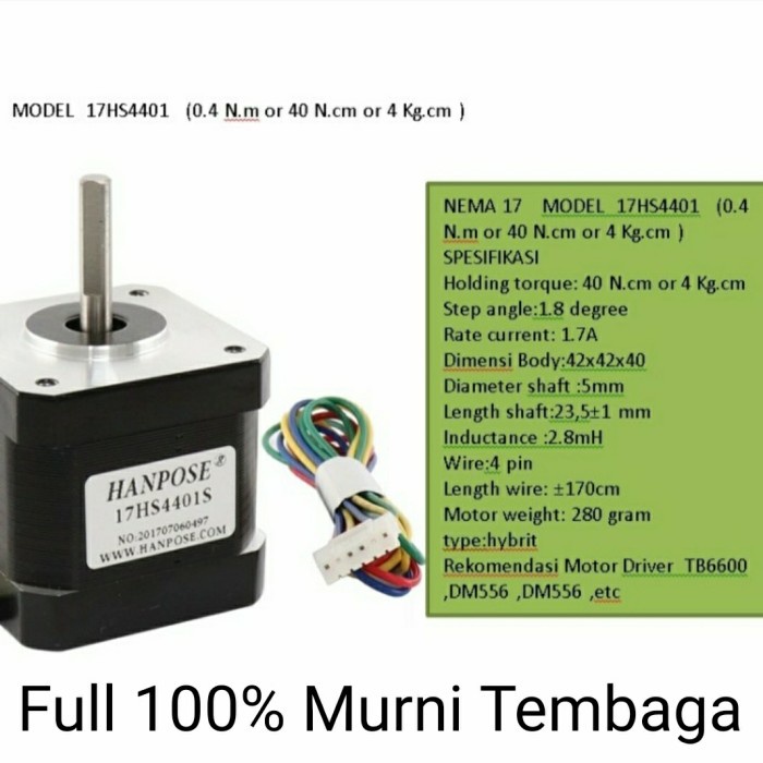 Terlaris Motor Stepper Nema 17 17Hs4401 Nema 17 42Bygh 1.7A Nema 17 Murni