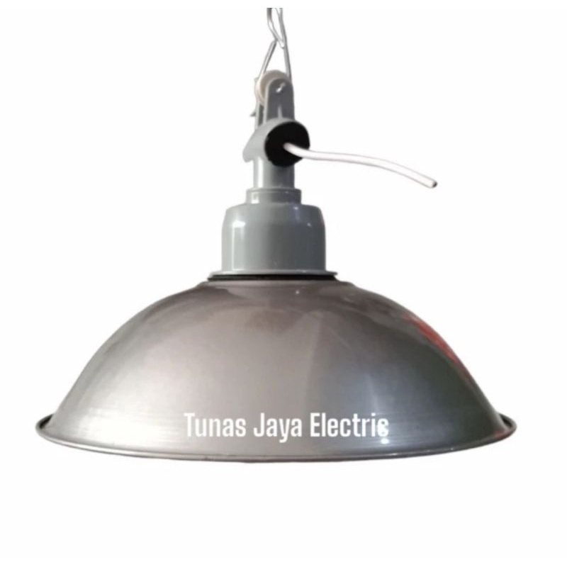 Kap Lampu SILVER diameter 18-19cm + Fiting Gantung WD E27