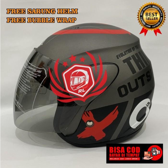 HELM MOTOR HALF FACE EVOLUTION OUTSIDE GREY DOFF ORIGINAL MOTIF GM