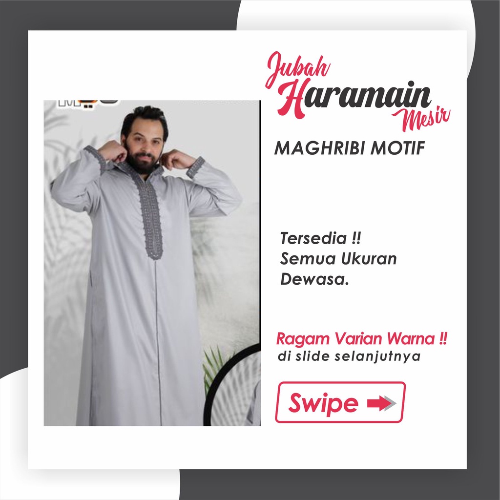 GAMIS JUBAH PRIA LAKI LAKI DAFFAH AL HARAMAIN HAROMAIN IMPORT MESIR MAROKO KUPLUK KATUN NON MANSET V