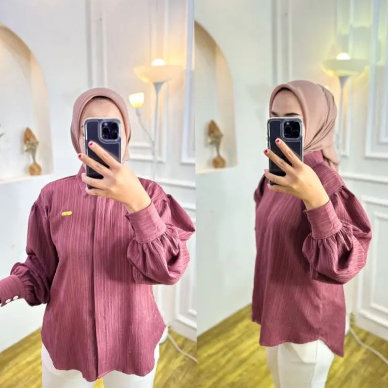 Kemeja Balon Baby Crush - Shirt Blouse Wanita Lengan Panjang