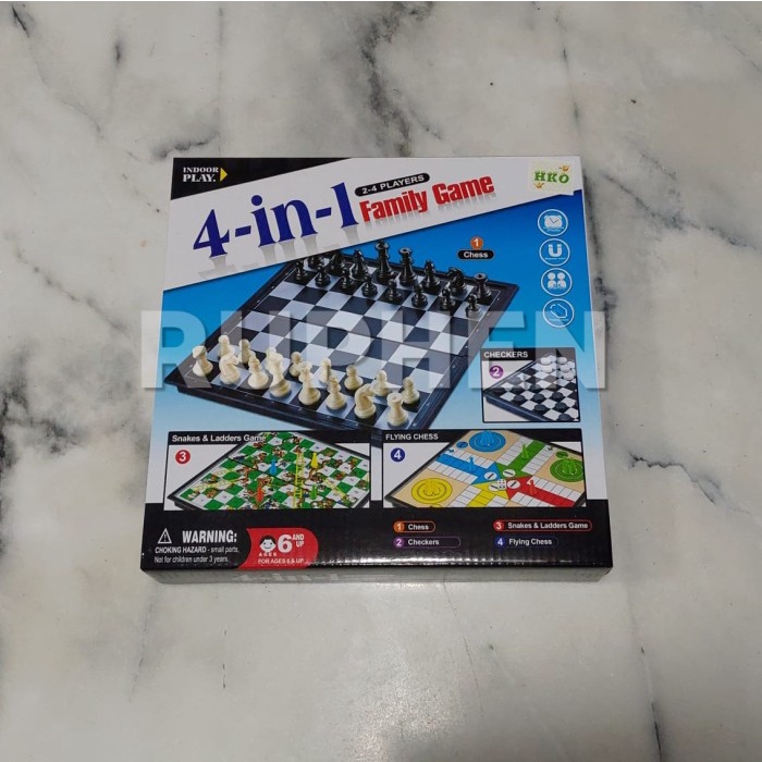 Magnetic Board Game Besar 4 in 1 Catur, Ular Tangga, Ludo, Checkers