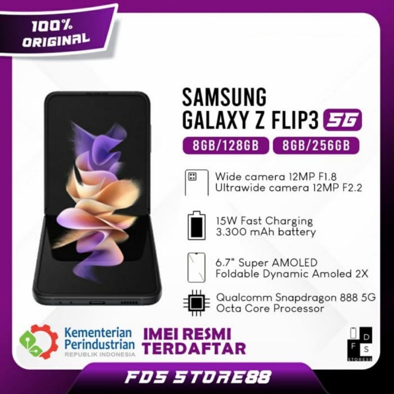 Samsung Galaxy Z Flip 3 5G 8/128GB 8/256GB 8GB Garansi Resmi SEIN