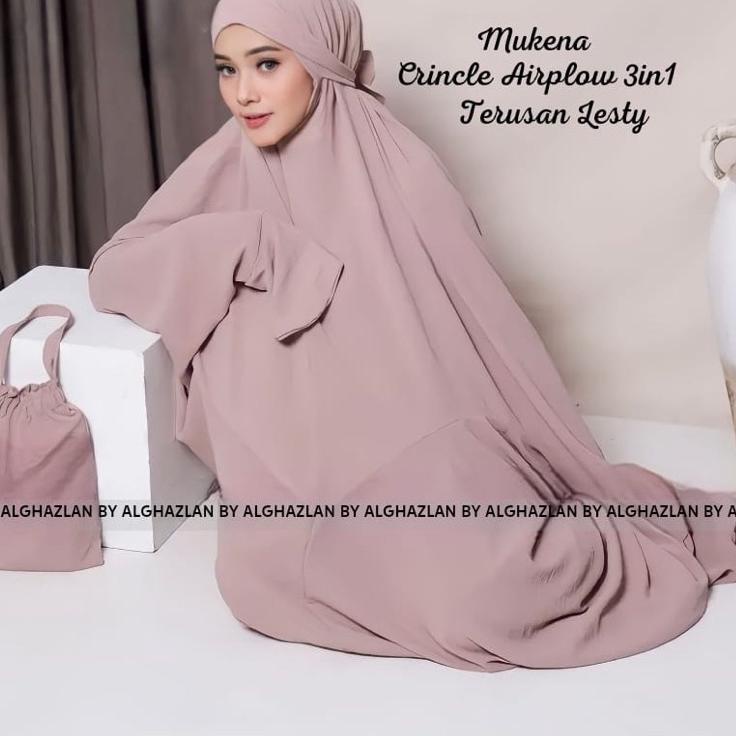 "JLL.25Ap23ј" Mukena Terusan Crincle Airplow 3in1 Mukena Terusan Crincle Dewasa,Mukena 3in1