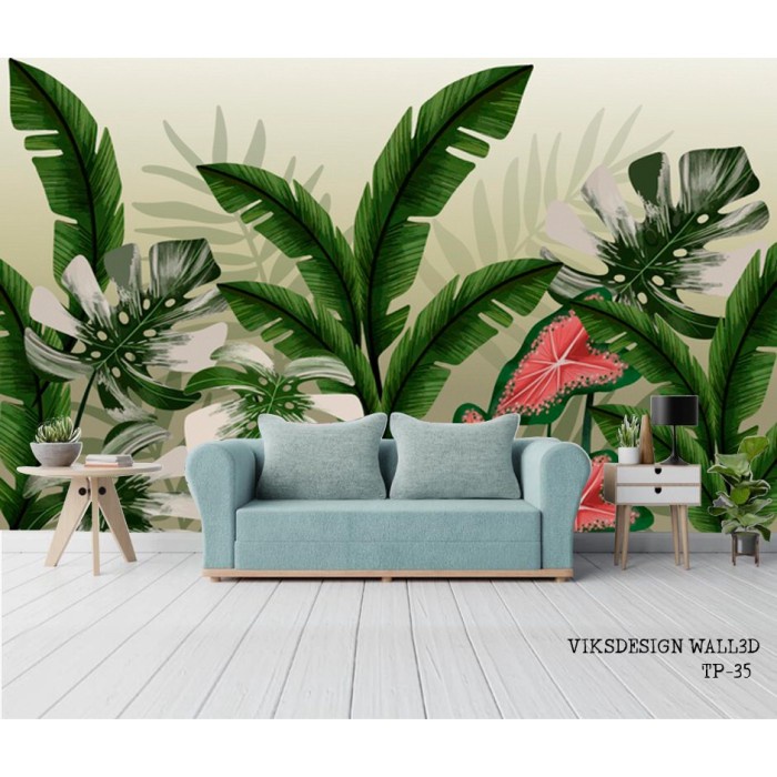 Terlaris Stiker Dinding Wallpaper Dinding Gambar Pohon Pisang Mural 3D Tropis