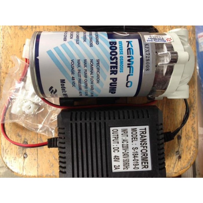 BOOSTER PUMP RO 48V 2A KEMFLO & ADAPTOR / MESIN RO / POMPA / BOOSTER