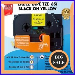 

Label Tape Bro TZE 651 24mm Black On Yellow PT-2430PC 2730 7600 sparepart 54PR23