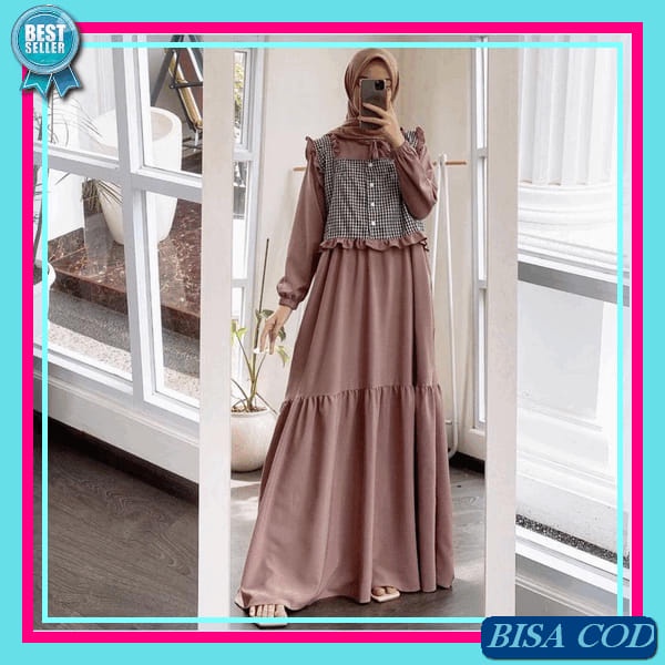 Gamis Terbaru 2023 Lebaran Baju Muslimah Dewasa Games Jumbo Syar I Dress Korean Style Muslim Drees L