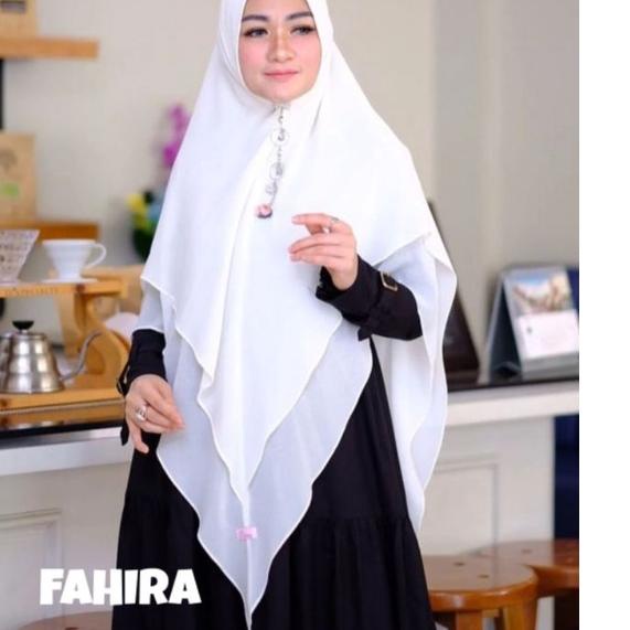 FAHIRA Jilbab hijab instan CERUTY 2 layer jumbo syari murah Fahira Warna putih Original Dzihni hijab