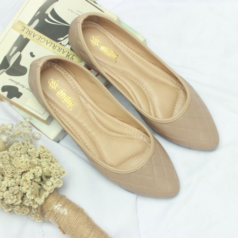 Sepatu Flatshoes Wanita Flat Shoes kerja Sol Karet An05