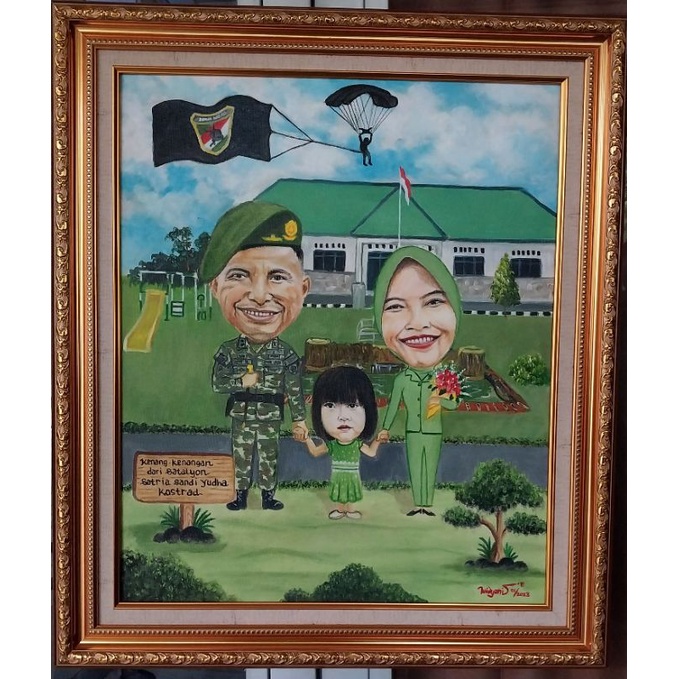 Lukis wajah kanvas / lukis karikatur kanvas / karikatur 50x60