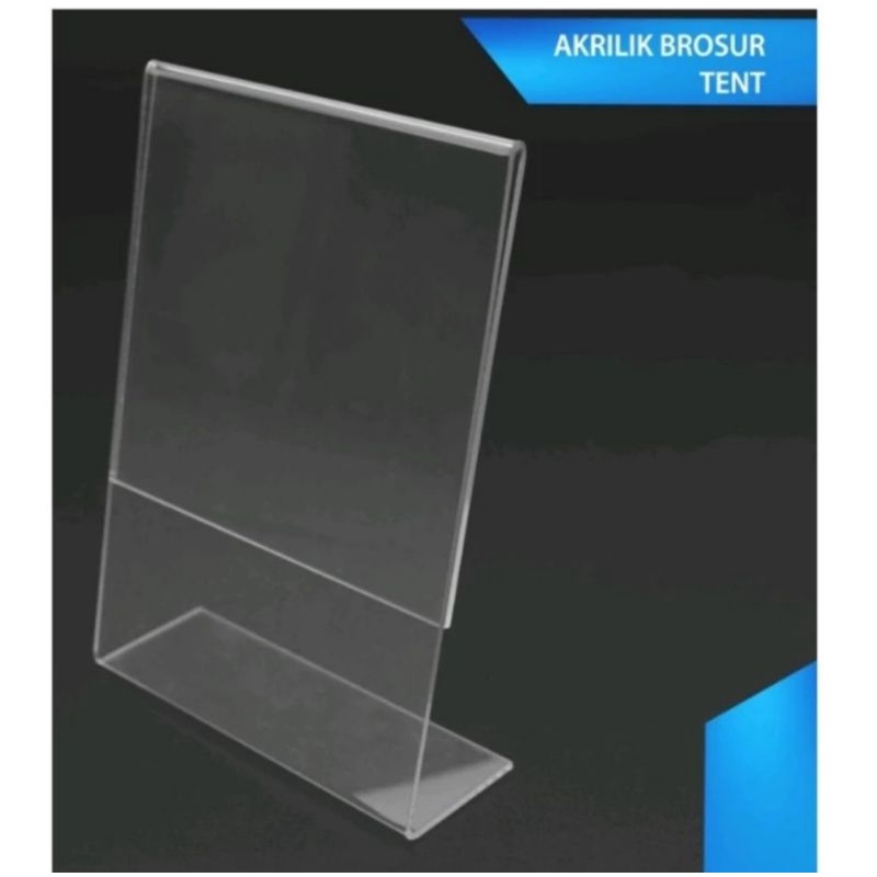 AKRILIK TENT CARD A5 / AKRILIK DISPLAY BROSUR UK A5 / TEMPAT BROSUR MURAH / SANDARAN BROSUR A5 / TENT CARD / ACRYLIC UKURAN A5 / DISPLAY BROSUR A5 / Tent akrilik model L / TEMPAT AKRILIK MODEL L