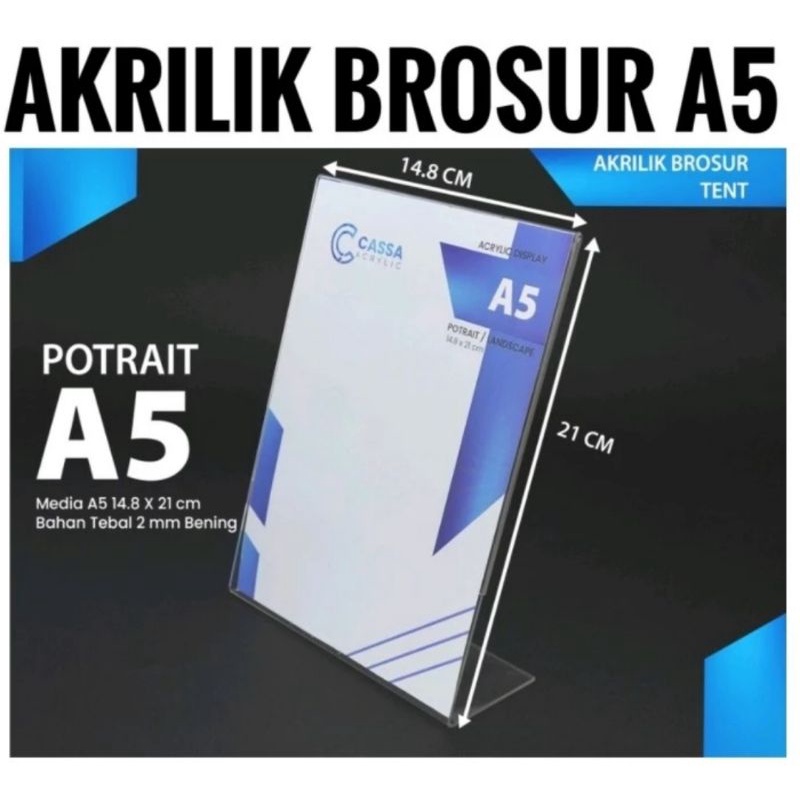 AKRILIK TENT CARD A5 / AKRILIK DISPLAY BROSUR UK A5 / TEMPAT BROSUR MURAH / SANDARAN BROSUR A5 / TENT CARD / ACRYLIC UKURAN A5 / DISPLAY BROSUR A5 / Tent akrilik model L / TEMPAT AKRILIK MODEL L