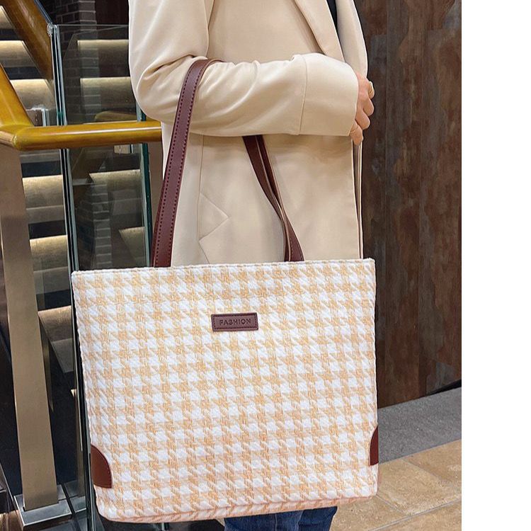 Sera musim gugur dan musim dingin tas berkapasitas besar wanita 2023 ceruk baru all-match tote bag houndstooth high-end tas bahu komuter