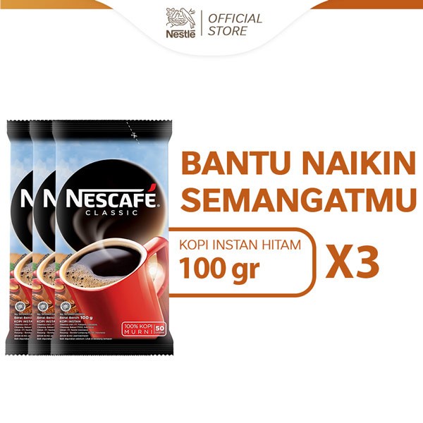 

NESCAFE CLASSIC Kopi Instan Kopi Hitam Sachet Bag 100g x 3pcs