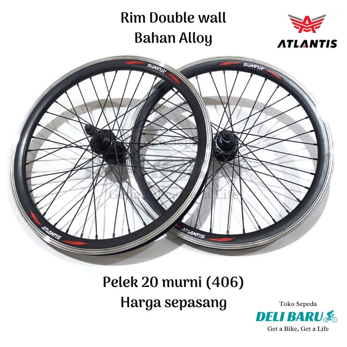 Terlaris Atlantis Pelek Ukuran 20 Velg Double Wall Hub 2 Drat Sepeda Lipat Bmx