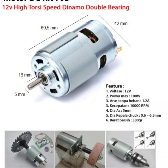 Terlaris Dinamo Motor Dc 795 12V High Torsi Speed Dinamo Power Fan