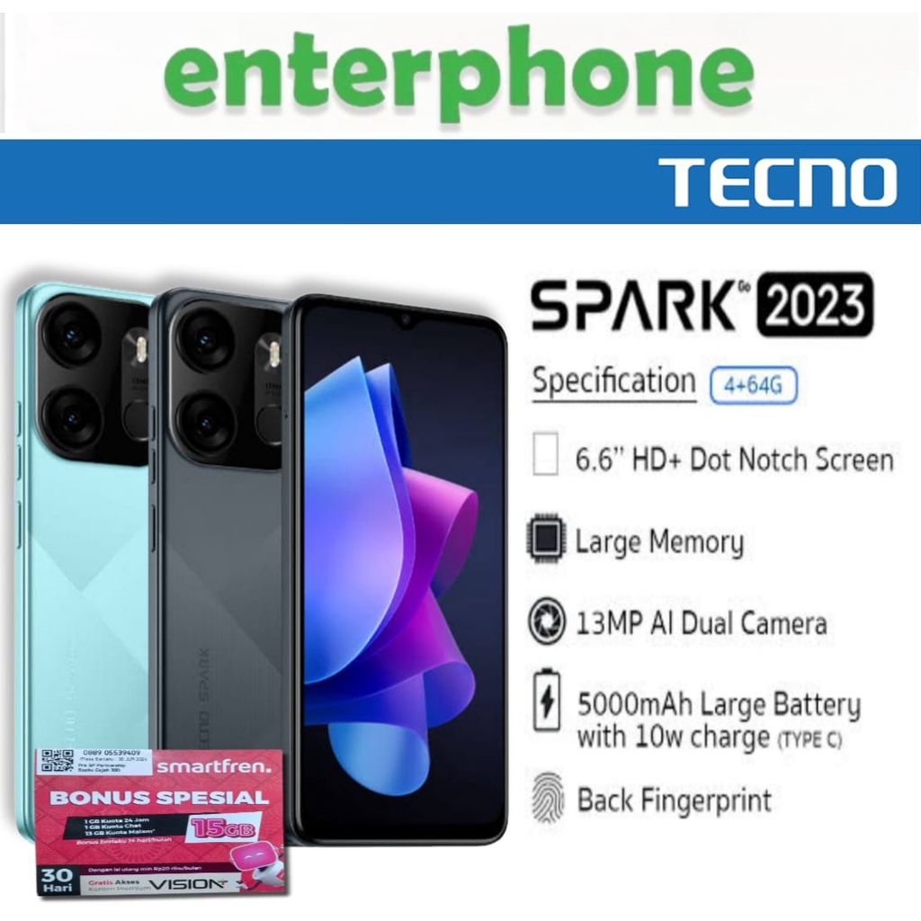 TECNO SPARK GO 2023 4/64 RAM 4GB ROM 64GB GARANSI RESMI