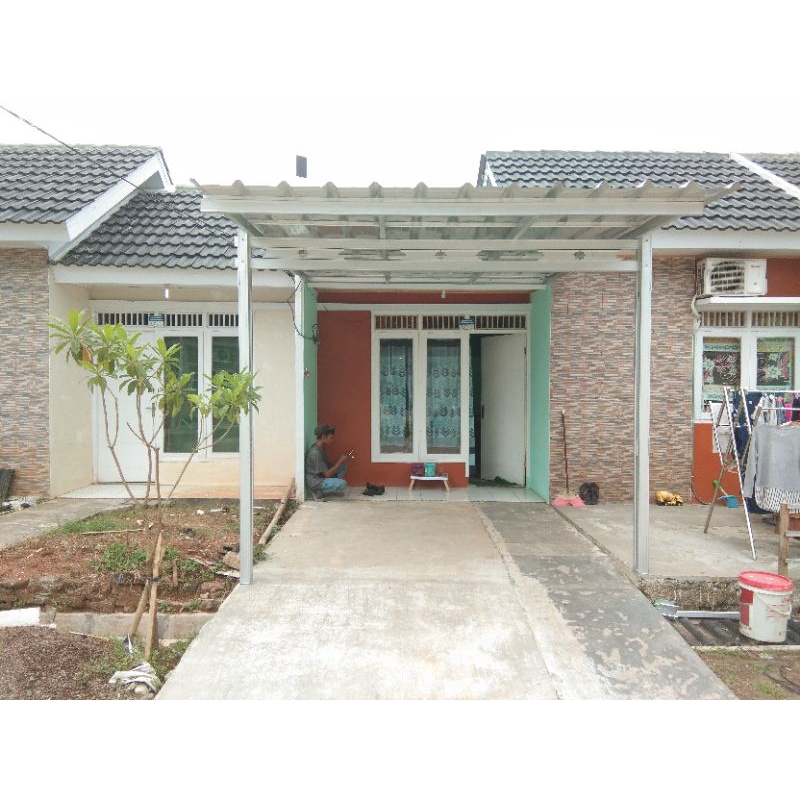 GARANSI (NCIS) KANOPI BAJA RINGAN ATAP SPANDEK POLOS, SPANDEK PASIR DAN ALDERON