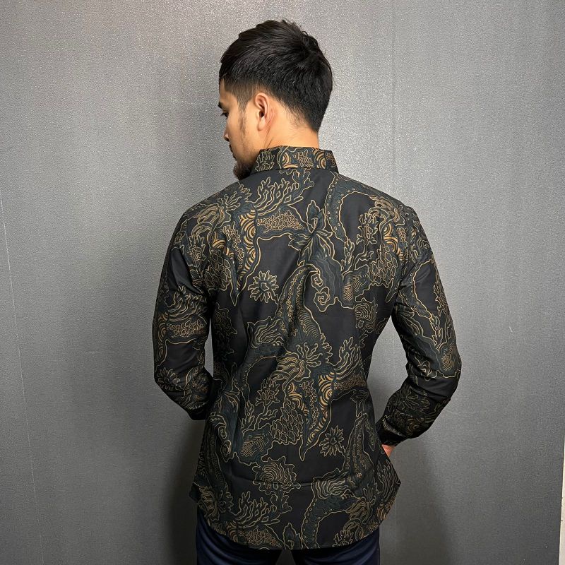 Batik slimfit pria Premium Bunayyastore Guntur Hitam