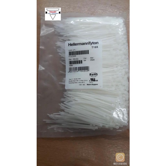 

Terlaris Klip Kabel Ties Insulok T18R (1000Ea/Pak) Wrn : Natural Bahan : Pa66