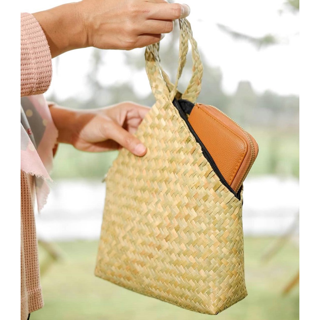 tas camelia purun - Tas mini bag - tas anyaman purun - tas anyaman tradisional - tas klasik - tas un
