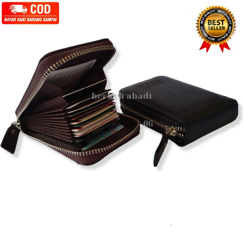 Dompet kartu Atm Card Holder Asli Kulit impor Model Resleting