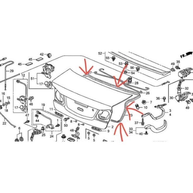 Karet Balon Bagasi Weatherstrip Trunk Lid Honda Civic Fd 2006-2012