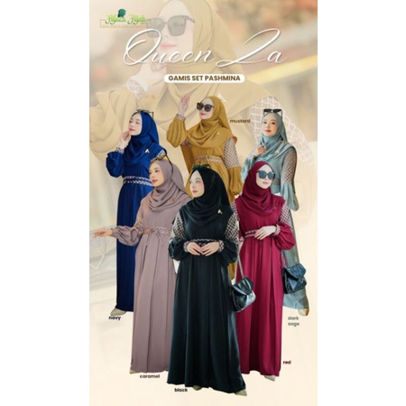 READY STOK ALFAZA HIJAB GAMIS QUEENZA/ GAMIS BRUKAT/ GAMIS LEBARAN/ GAMIS TERBARU SIAP KIRIM