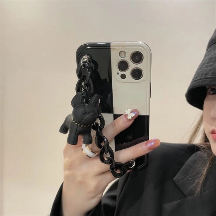 

Terlaris Bulldog Strap Chain Case Casing Rantai Iphone X Xr Xs 11 12 13 Pro Max