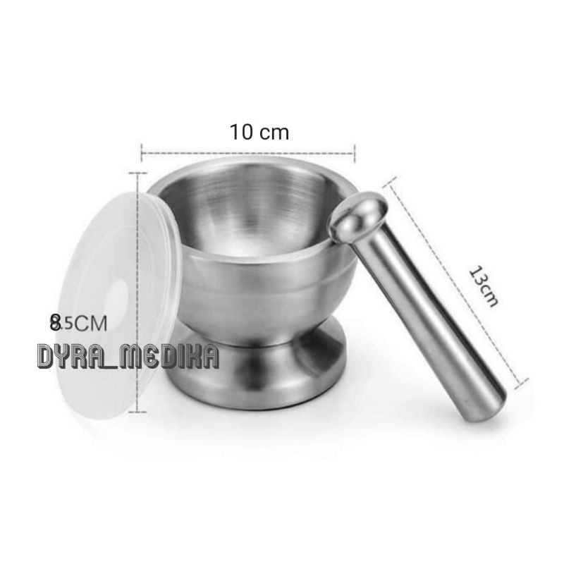 MORTAR PENUMBUK OBAT 10 CM STAINLESS STEEL / MORTIR STAMPER MARTIL LUMPANG PRNUMBUK OBAT DIAMETER 10