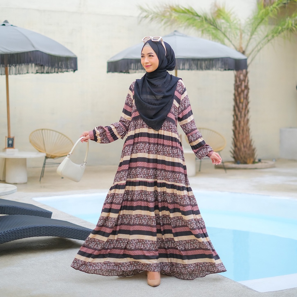 Ladybydiana NADA SHABBYCHIC DRESS Gamis Remaja Untuk Lebaran Bahan Rayon Twill  Busui Friendly