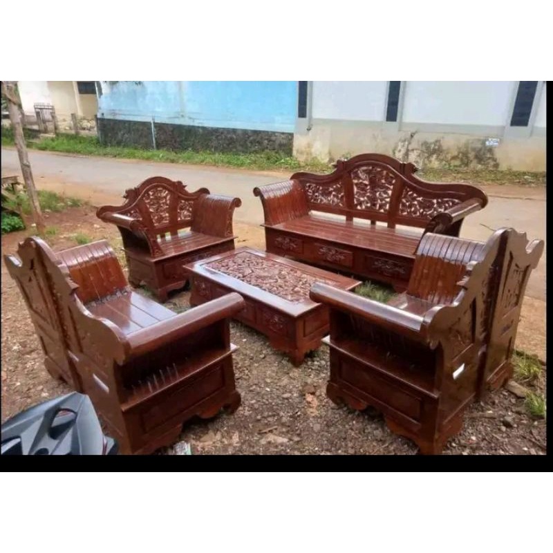 Kursi tamu Madura matahari full kayu jati / kursi tamu jati ukir Jepara