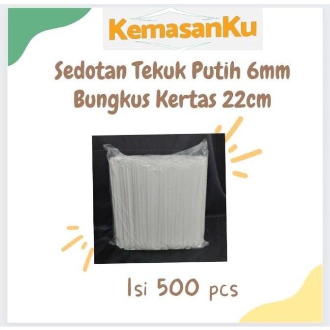 Buruan serbu] Sedotan Plastik Tekuk/Bengkok Putih 6 mm Steril Isi 500 Pcs