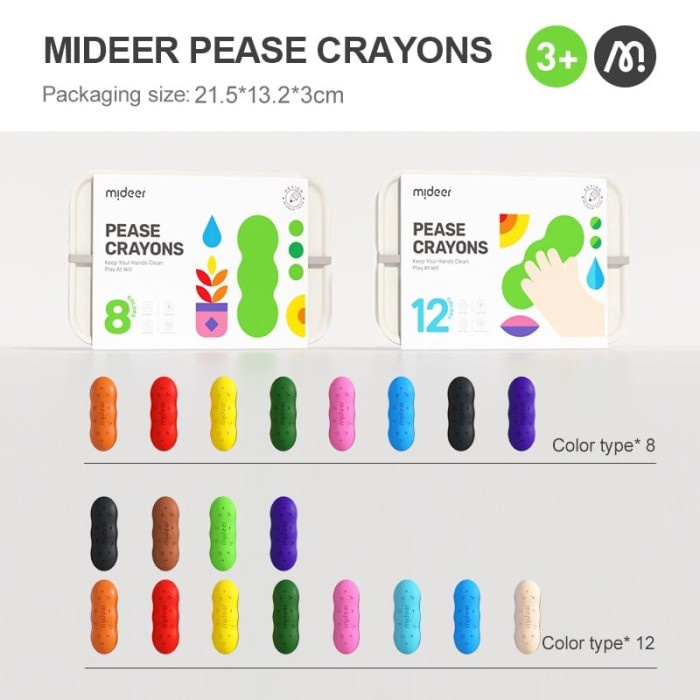 

Terlaris Mideer Washable Beeswax Based Pease Crayon 8/12