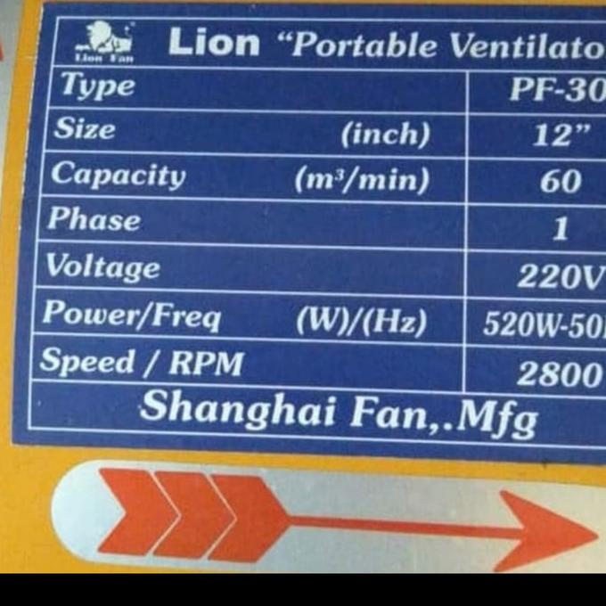 Kipas Portable Blower/Fan 12 Inch Merk Lion Fan