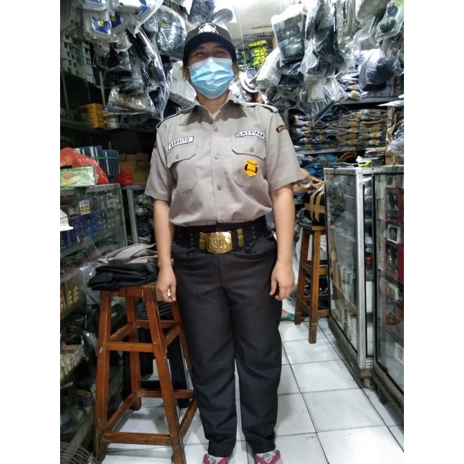Seragam Satpam Setelan PDH Security Cokelat 2021 Baru PDH Satpam Drill