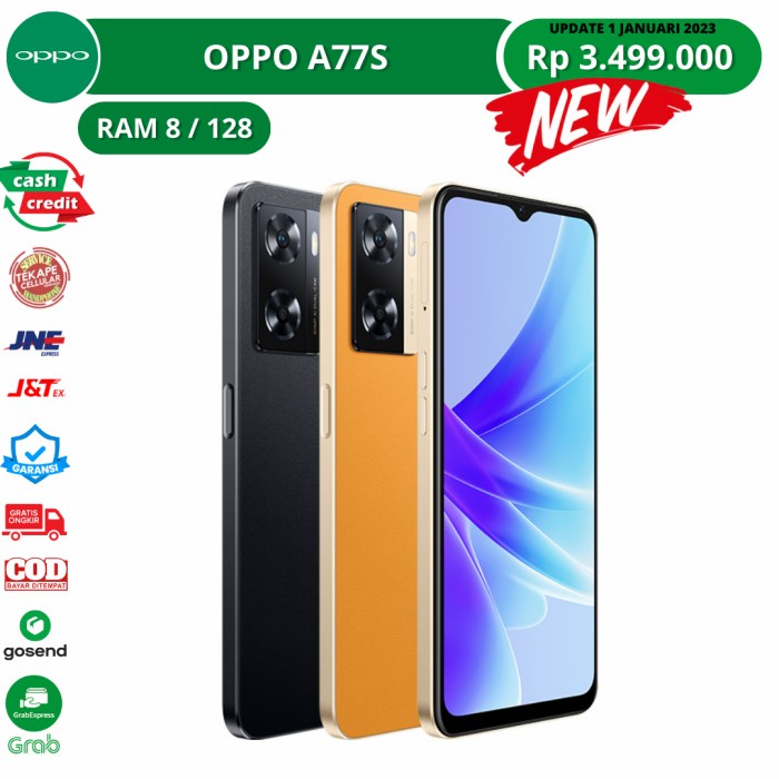 Handphone baru Oppo A77S Ram 8/128 cash dan kredit