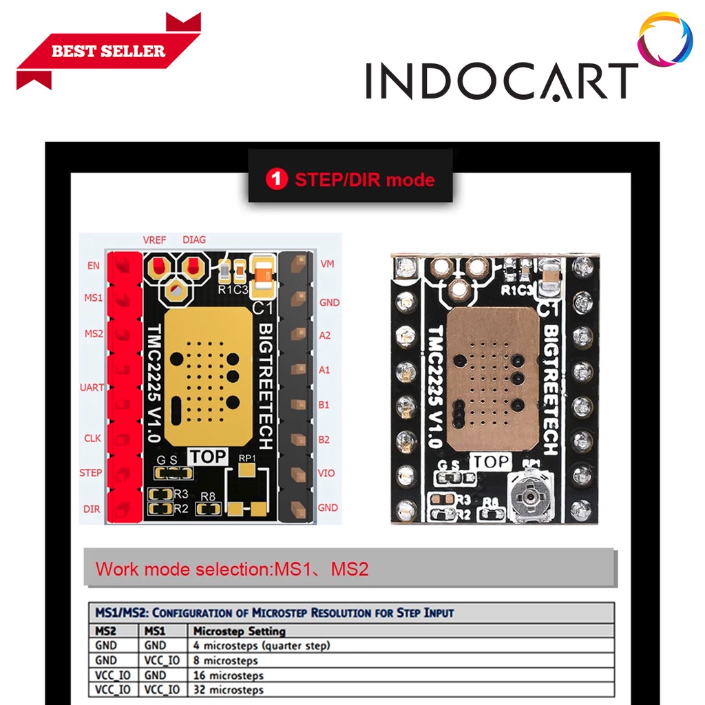 INDOCART Driver-Stepper Motor 3D Printer Bigtreetech TMC2225 V1.0