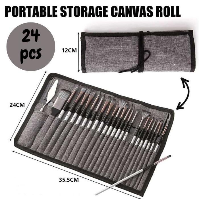 

Terlaris Kuas Alat Lukis Set Cat Air Minyak Nylon Paint Art Brush Premium 24Pcs