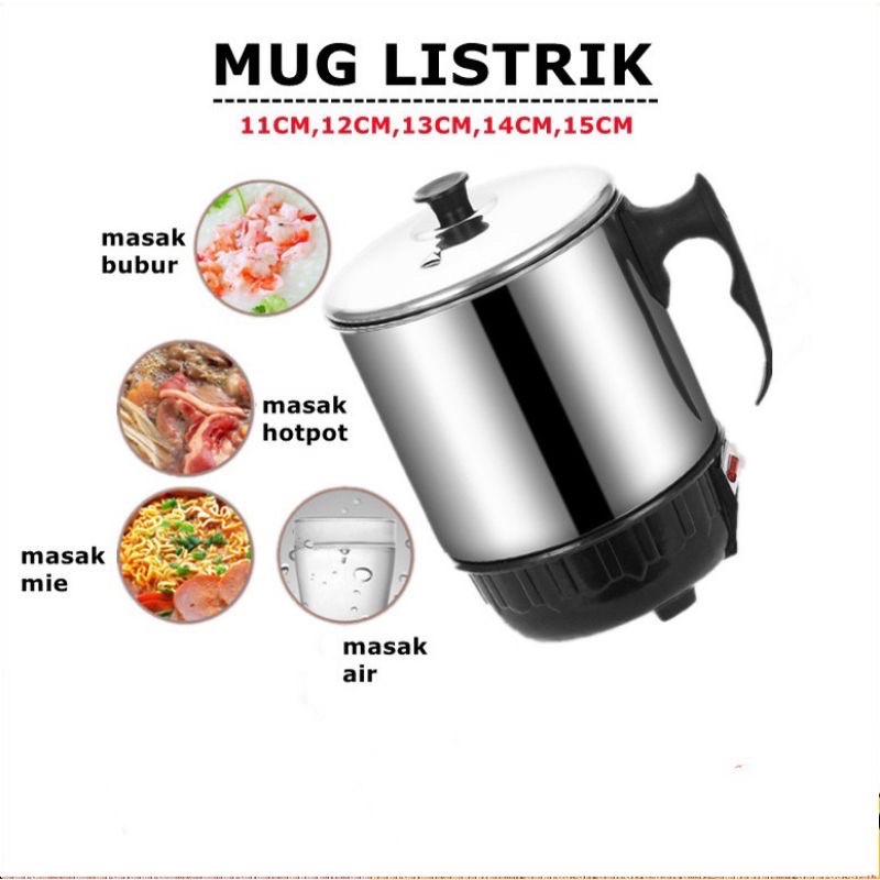 Teko Listrik Pemanas Air Stainless Steel Low Watt Mug Elektrik Gelas Electric Kettle Heating Cup